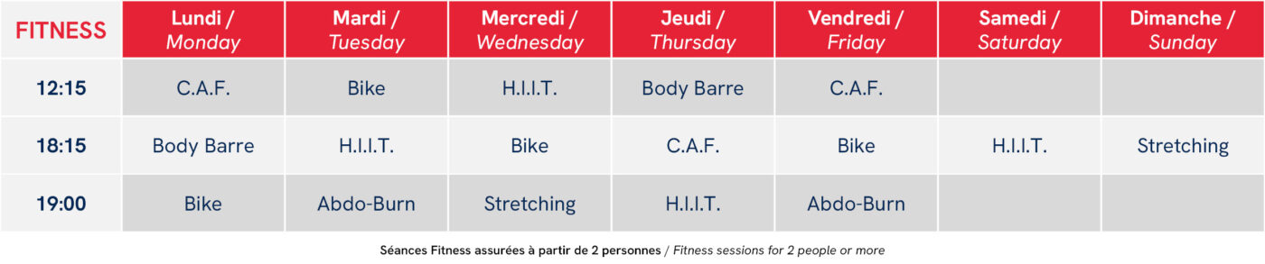 Planning Fitness Web Hiver